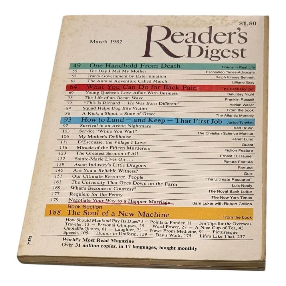 Vintage Reader's Digest Magazine March 1982 The Soul Of A New Machine Issue